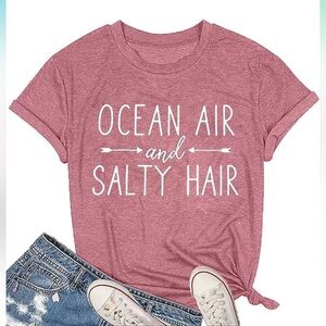 ⭐ Women’s Size Medium Graphic Tee – “Ocean Air & Salty Hair” ⭐